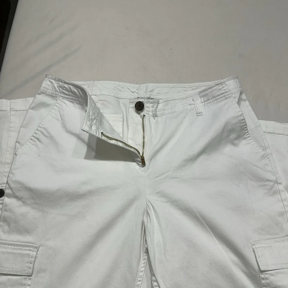 Liz Claiborne New York Womens White Stretch Cargo Pants / Utility‎ Pants Size 14
